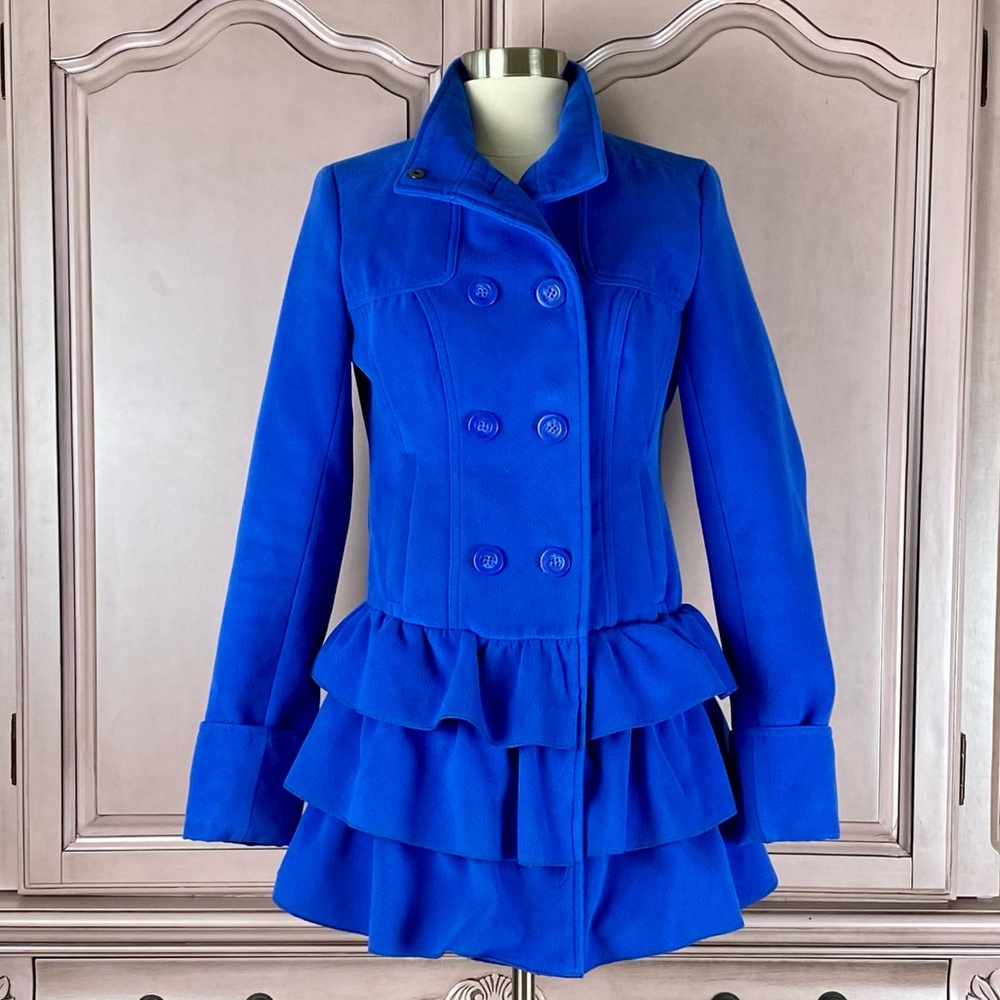 Tiered Peplum Fitted Dress Coat